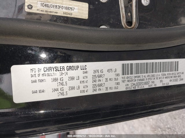 Jeep Compass High Altitude Edition 2015 1C4NJDEB3FD168267 Image 9