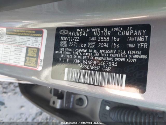 KMHLM4AG9PU467694 Hyundai ELANTRA SEL