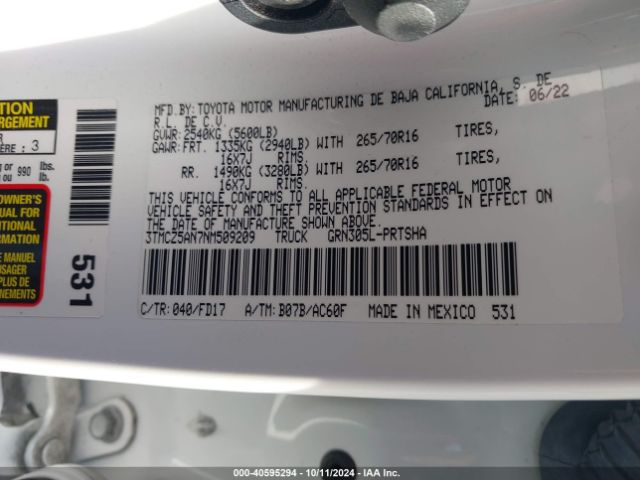 3TMCZ5AN7NM509209 Toyota Tacoma Trd Off Road