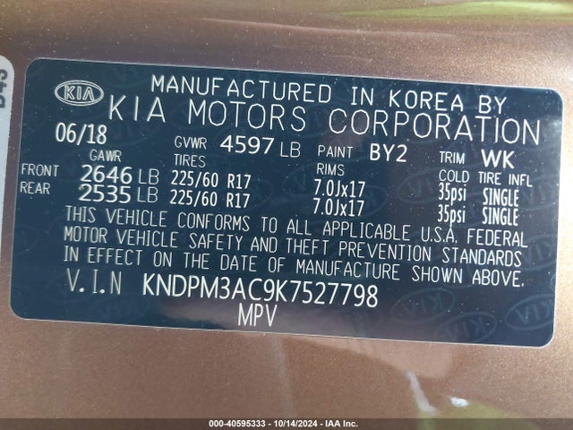 KIA Sportage Lx 2019 KNDPM3AC9K7527798 Image 9