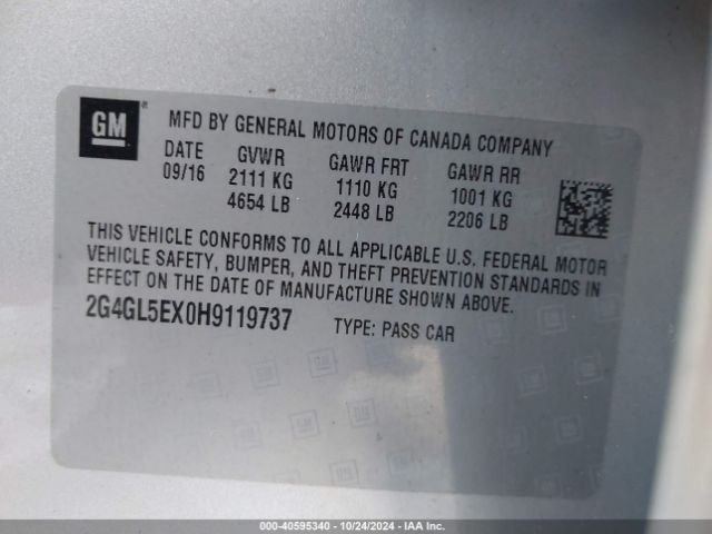 2G4GL5EX0H9119737 Buick Regal Turbo Sport Touring