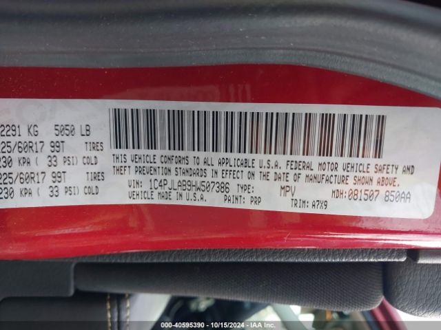 1C4PJLAB9HW507386 Jeep Cherokee Sport Fwd