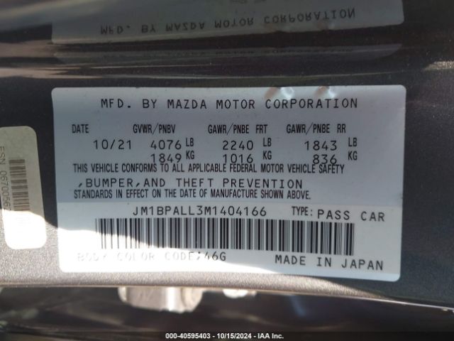 JM1BPALL3M1404166 Mazda Mazda3 Preferred