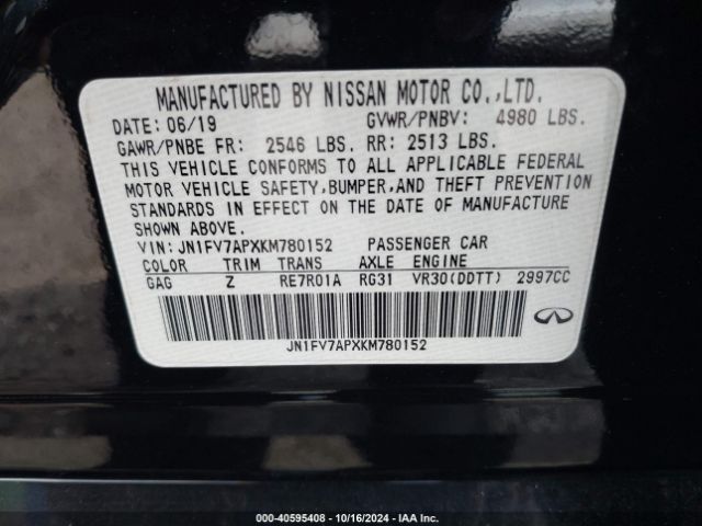 JN1FV7APXKM780152 Infiniti Q50 3.0t Red Sport 400