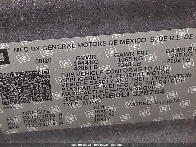 Chevrolet Trax Fwd Ls 2020 3GNCJKSB0LL328764 Image 9