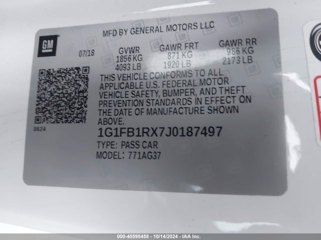 Chevrolet Camaro 1lt 2018 1G1FB1RX7J0187497 Image 9