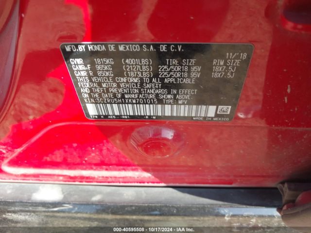 3CZRU5H1XKM701015 Honda HR-V SPORT