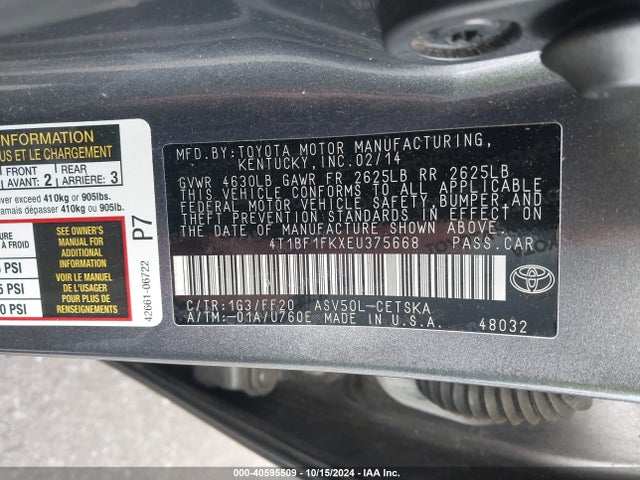 Toyota CAMRY SE 2014 4T1BF1FKXEU375668 Image 9