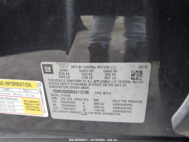 1GNKVGKD6HJ112186 Chevrolet Traverse 1lt