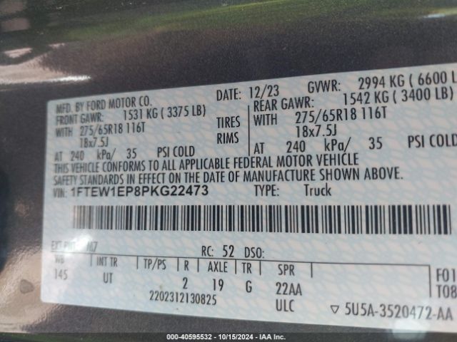 1FTEW1EP8PKG22473 Ford F-150 Xlt