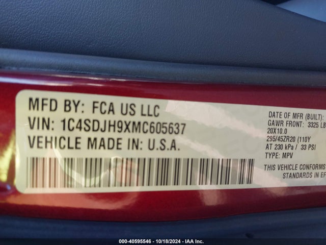 Dodge Durango Srt Hellcat Awd 2021 1C4SDJH9XMC605637 Image 9