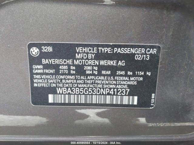 2013 BMW 328I WBA3B5G53DNP41237 Photo 8