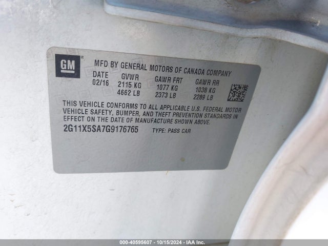 Chevrolet Impala 1fl 2016 2G11X5SA7G9176765 Image 9