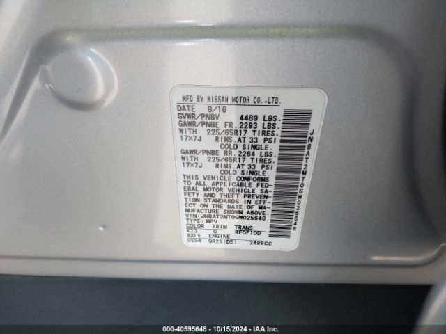 JN8AT2MT0GW025648 Nissan ROGUE S