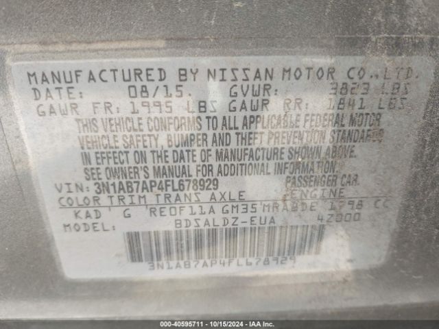 3N1AB7AP4FL678929 Nissan SENTRA SV
