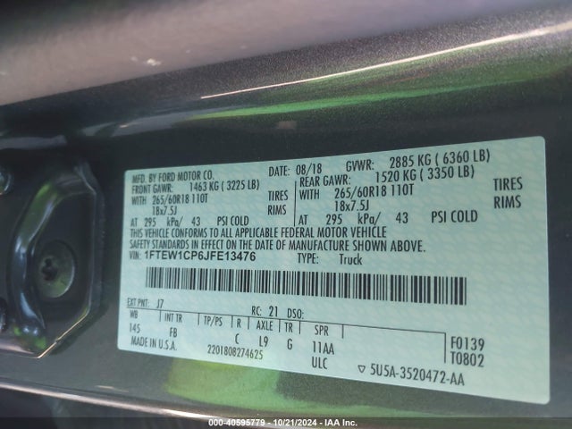Ford F-150 Xlt 2018 1FTEW1CP6JFE13476 Image 9
