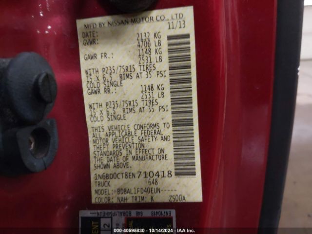 1N6BD0CT8EN710418 Nissan FRONTIER S