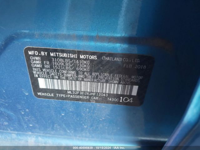 ML32F3FJXJHF12043 Mitsubishi Mirage G4 Es