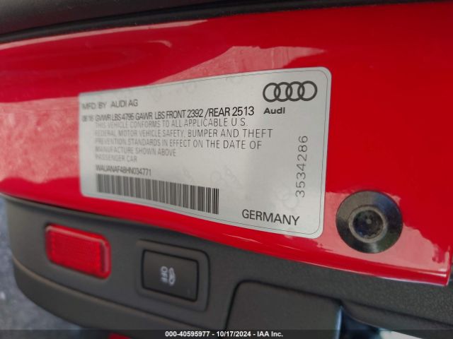 WAUANAF48HN034771 Audi A4 2.0t Premium