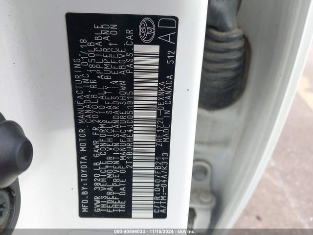 Toyota COROLLA LE 2018 2T1BURHE4JC051915 Image 9