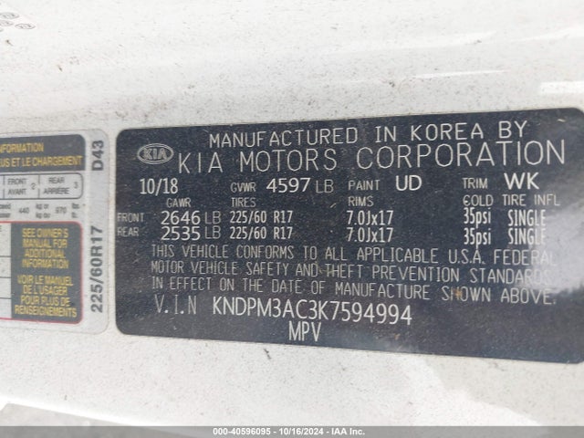 KIA Sportage Lx 2019 KNDPM3AC3K7594994 Image 9