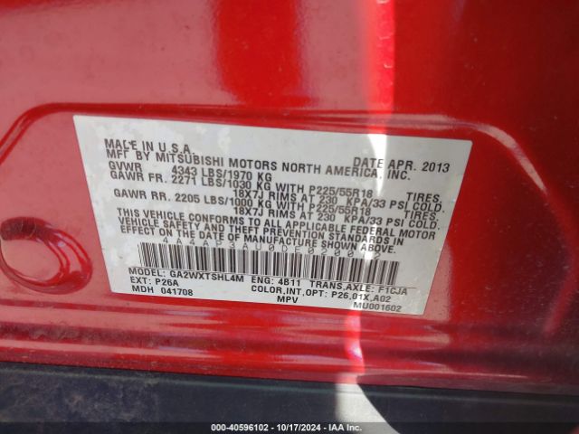 2013 MITSUBISHI OUTLANDER SPORT 4A4AP3AU0DE020012 Photo 8