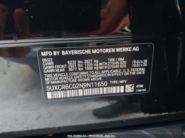 5UXCR6C02N9N11650 BMW X5 Xdrive40i