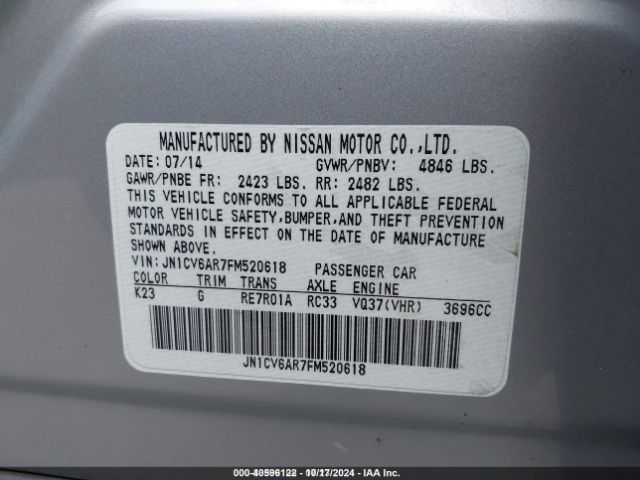 JN1CV6AR7FM520618 Infiniti Q40