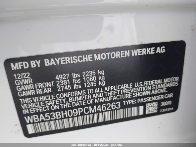 WBA53BH09PCM46263 BMW 530 I