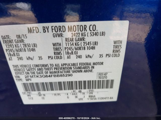 2FMTK3G84FBB85290 Ford EDGE SE