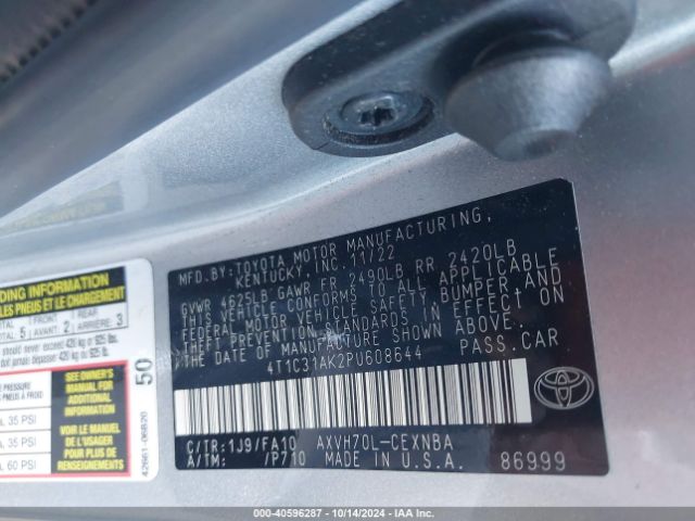 4T1C31AK2PU608644 Toyota Camry Le Hybrid