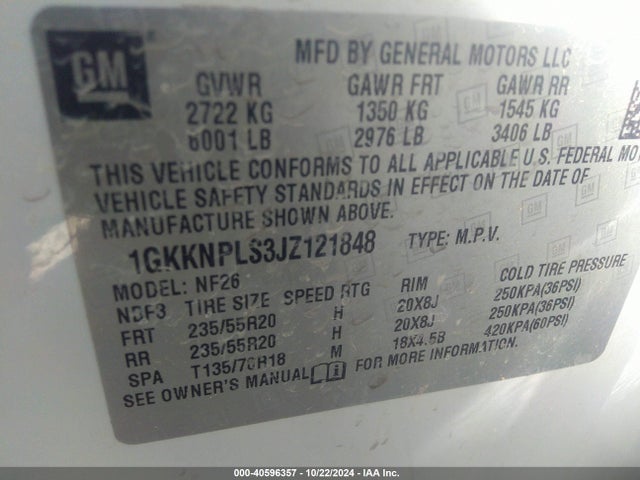 GMC Acadia Denali 2018 1GKKNPLS3JZ121848 Image 9