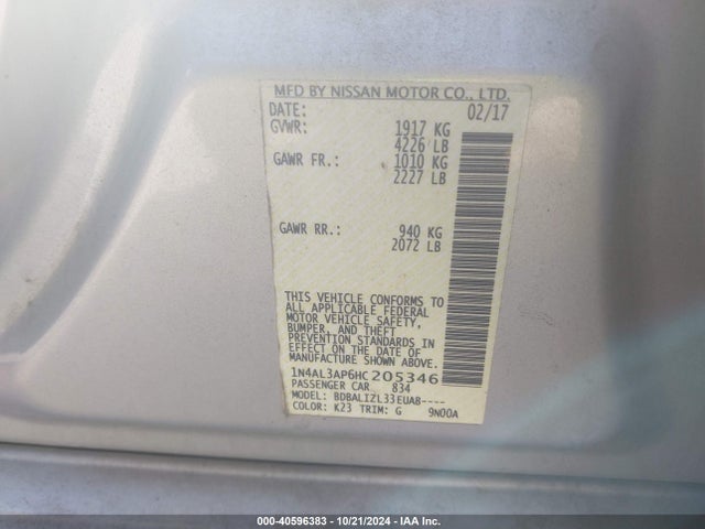 Nissan Altima 2.5 Sv 2017 1N4AL3AP6HC205346 Image 9