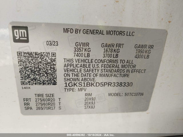 GMC Yukon 2wd Slt 2023 1GKS1BKD5PR338330 Image 9