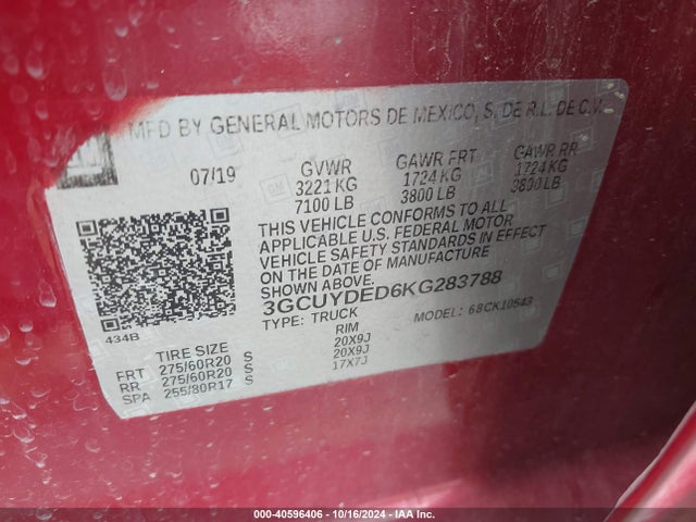Chevrolet Silverado 1500 Lt 2019 3GCUYDED6KG283788 Image 9