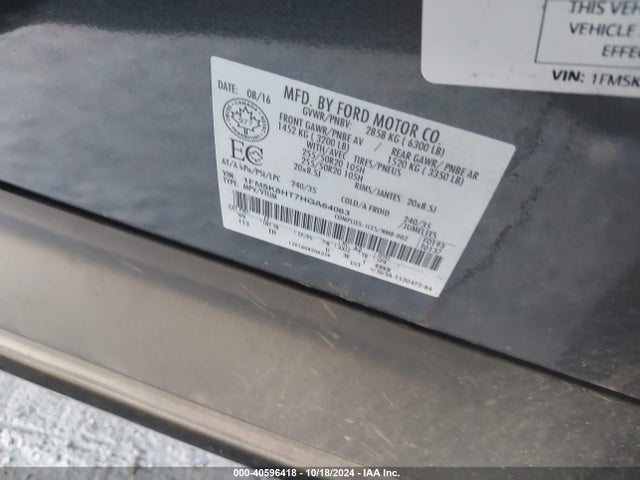 1FM5K8HT7HGA64063 Ford Explorer Platinum