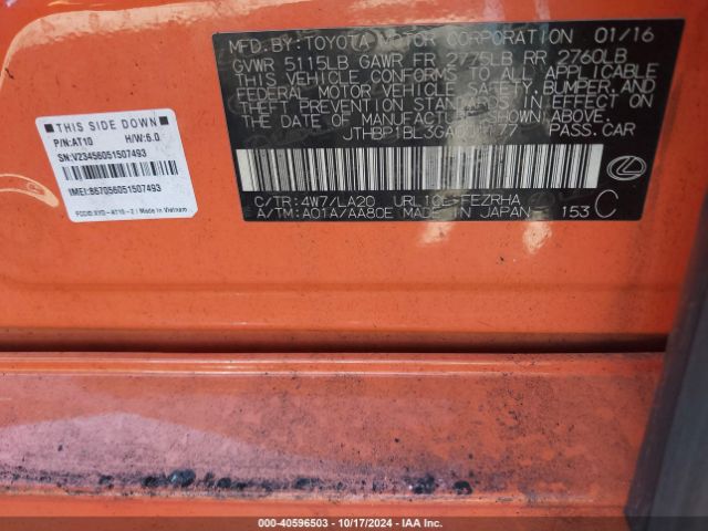 2016 LEXUS GS F JTHBP1BL3GA001177 Photo 8