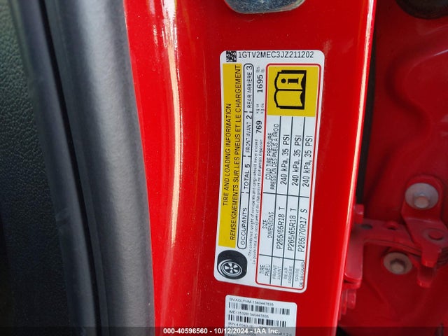 1GTV2MEC3JZ211202 GMC Sierra 1500 Sle