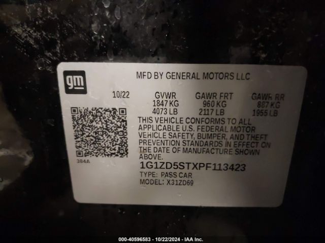 1G1ZD5STXPF113423 Chevrolet Malibu Fwd 1lt