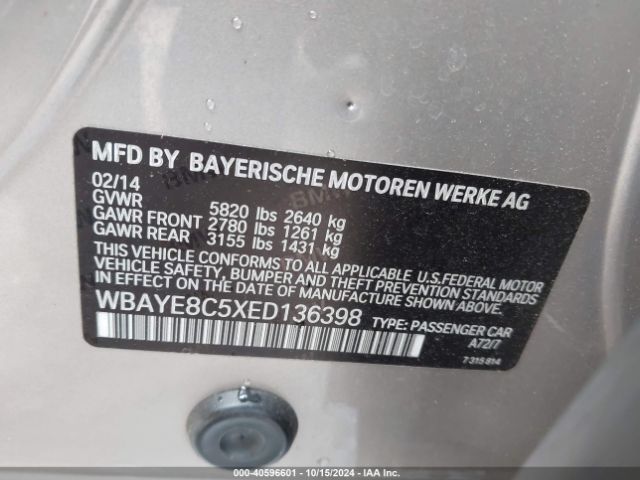 WBAYE8C5XED136398 BMW ALPINA B7