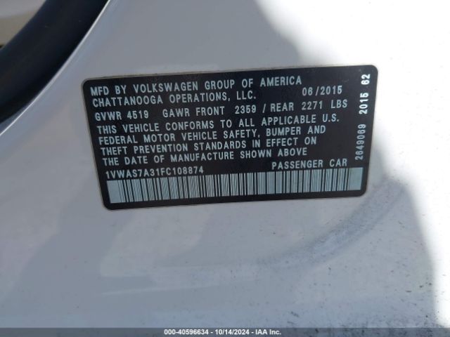 1VWAS7A31FC108874 Volkswagen Passat 1.8t Limited Edition