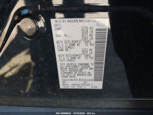 5N1AT2ML9FC820169 Nissan ROGUE SV
