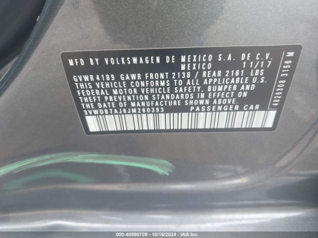 3VWDB7AJ6JM260393 Volkswagen Jetta 1.4t Se/1.4t Wolfsburg Edition