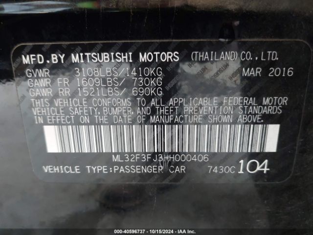2017 MITSUBISHI MIRAGE G4 ML32F3FJ3HH000406 Photo 8