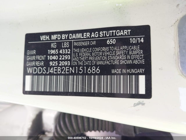 WDDSJ4EB2EN151686 Mercedes-Benz CLA 250