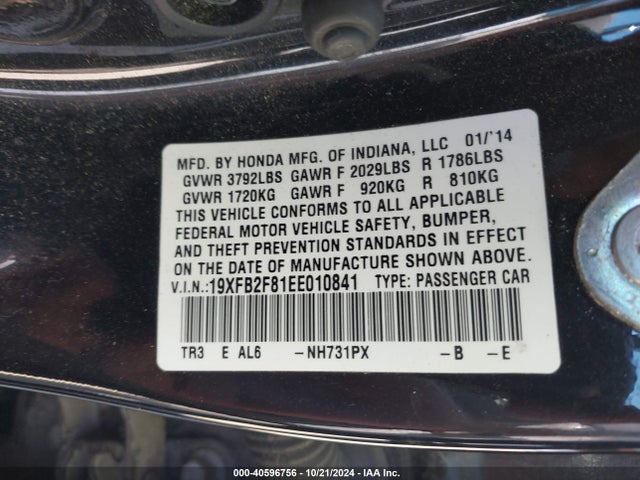 Honda CIVIC EX 2014 19XFB2F81EE010841 Image 9