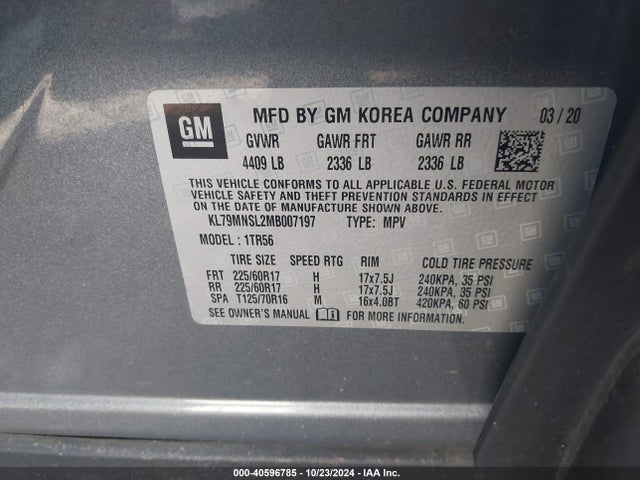 Chevrolet Trailblazer Awd Ls 2021 KL79MNSL2MB007197 Image 9