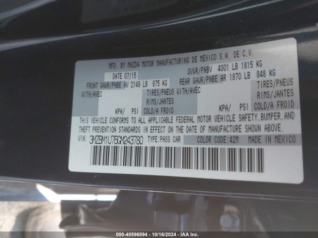 3MZBM1U76GM243780 Mazda Mazda3 I Sport