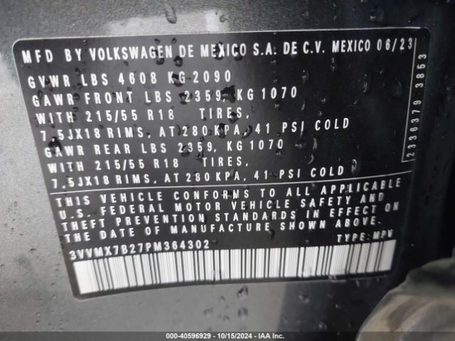 3VVMX7B27PM364302 Volkswagen Taos 1.5t S