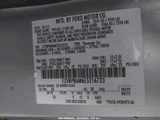 1ZVBP8AM6E5216723 Ford Mustang V6